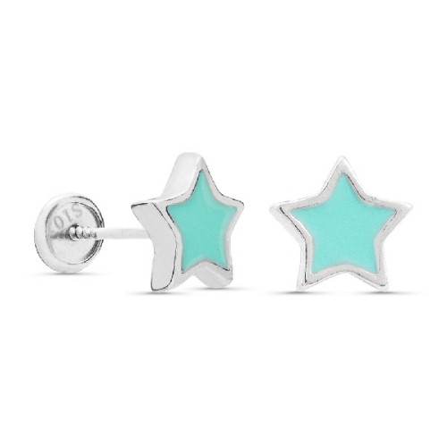 PENDIENTE ESTRELLA ESMALTE ROSCA, TACO DE 3 UD. - PE5456