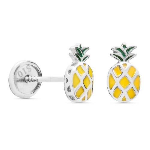PENDIENTE PIÑA ESMALTE, ROSCA. TACO DE 3 UD.  - PE5458
