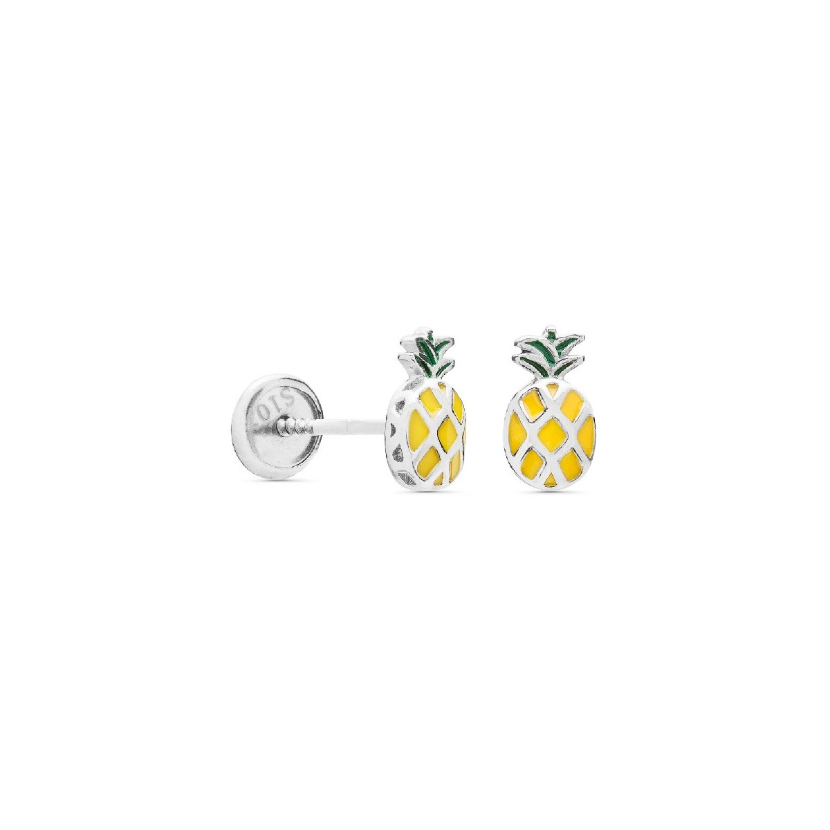 PENDIENTE PIÑA ESMALTE, ROSCA. TACO DE 3 UD.  - PE5458