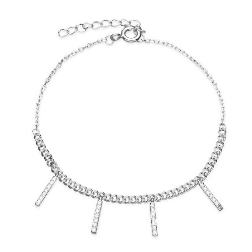 PULSERA 4 BARRAS CIRCONITAS COLGANDO - PU4730
