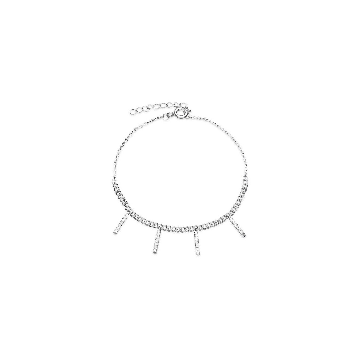 PULSERA 4 BARRAS CIRCONITAS COLGANDO - PU4730