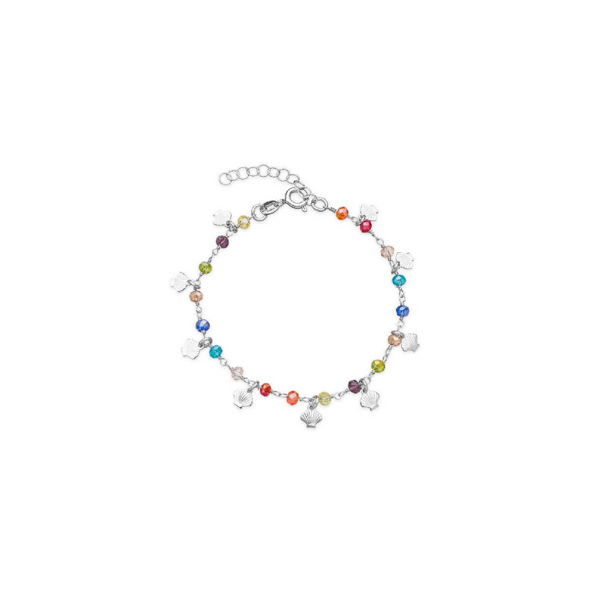 PULSERA PIEDRAS MULTICOLOR Y CONCHAS COLGANDO. - PU4740