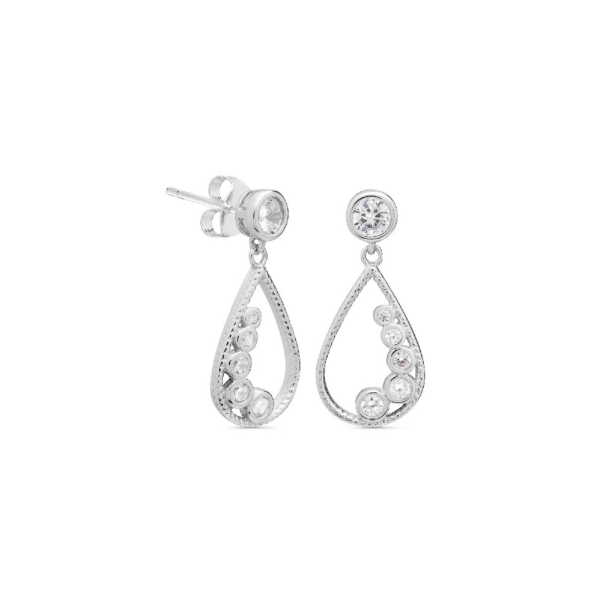 PENDIENTE CHATON + LAGRIMA CIRCONITA - PE5563R