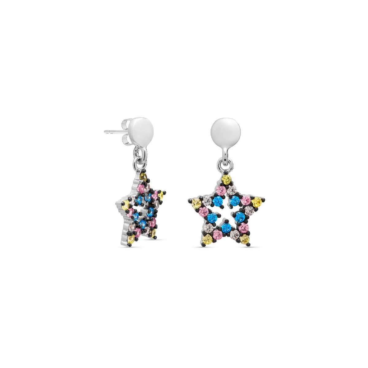 PENDIETE ESTRELLA MULTICOLOR CIRCONITA CIRCULO PRESION - PE5597/24