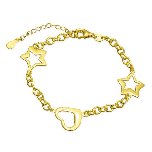 PULSERAS 2 ESTRELLAS + 1 CORAZON EN LINEA DORADO - PU4450CH