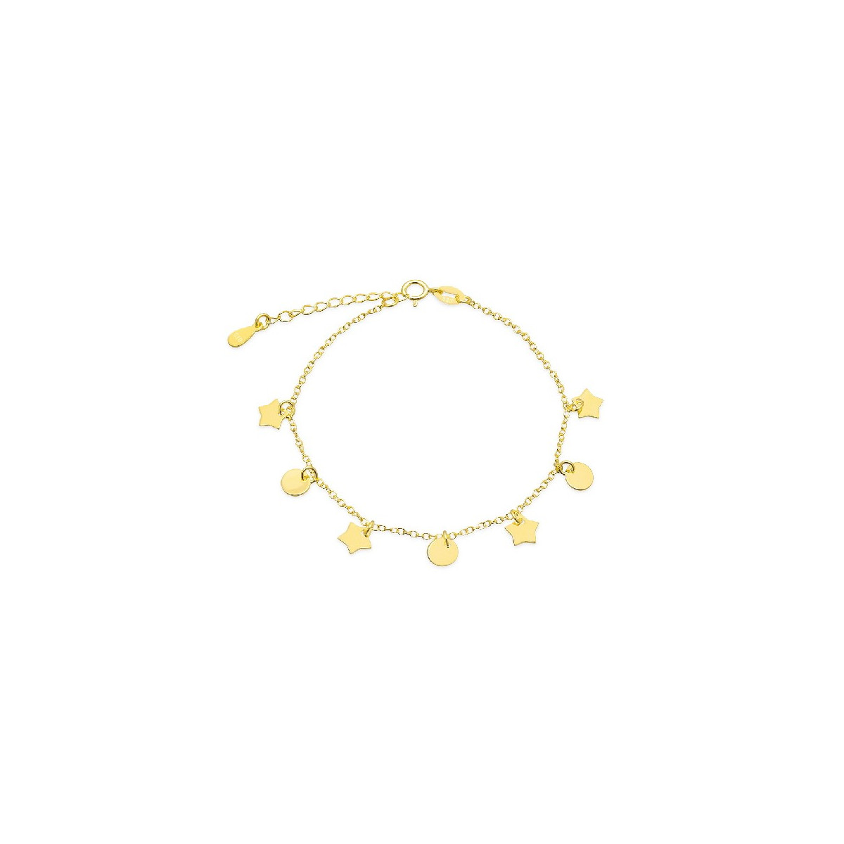 PULSERA CON 4 ESTRELLAS+ 3 DISCOS COLGANDO DORADO - PU4883CH