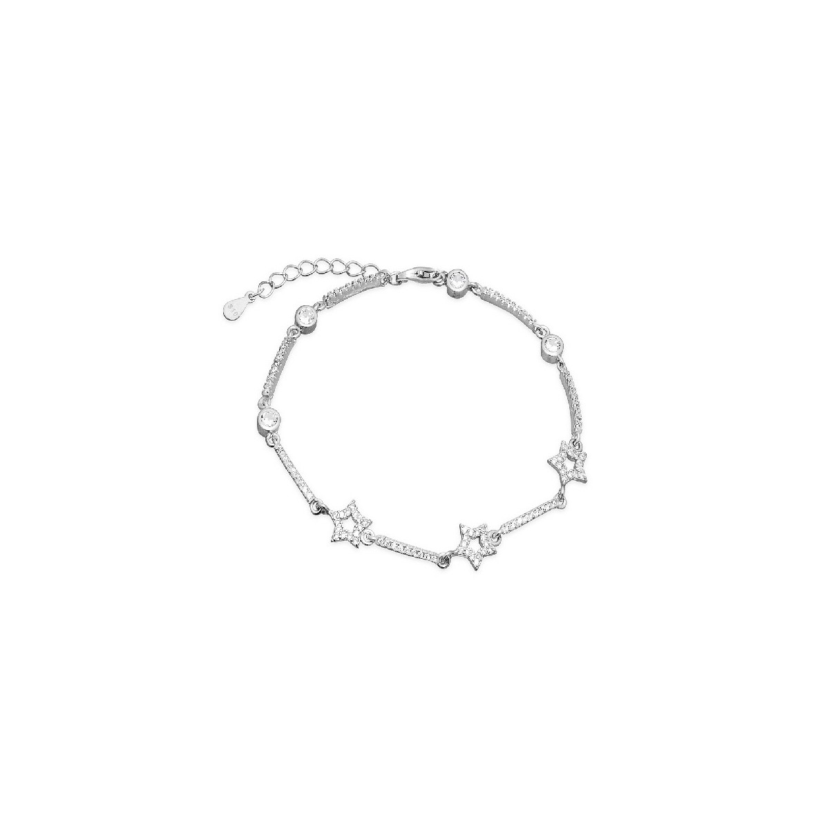 PULSERA CON 3 ESTRELLAS + BARRAS CZ + CHATON - PU4890