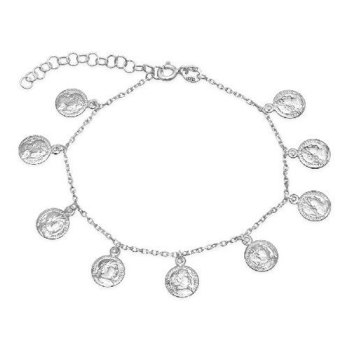 PULSERA 9 MONEDAS COLGANDO DE 8MM - PU4921R