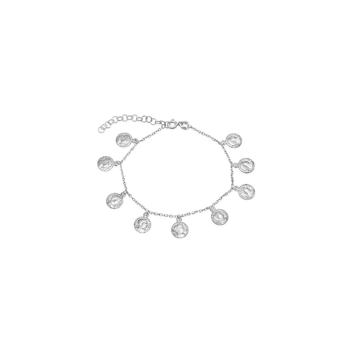 PULSERA 9 MONEDAS COLGANDO DE 8MM - PU4921R
