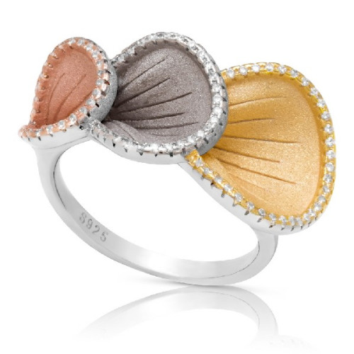 ANILLO TRES HOJAS TRICOLOR - SO1427