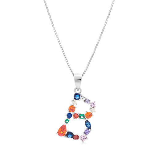 COLGANTE INICIAL CIRCONITA MULTICOLOR CON CADENA - CO2822B