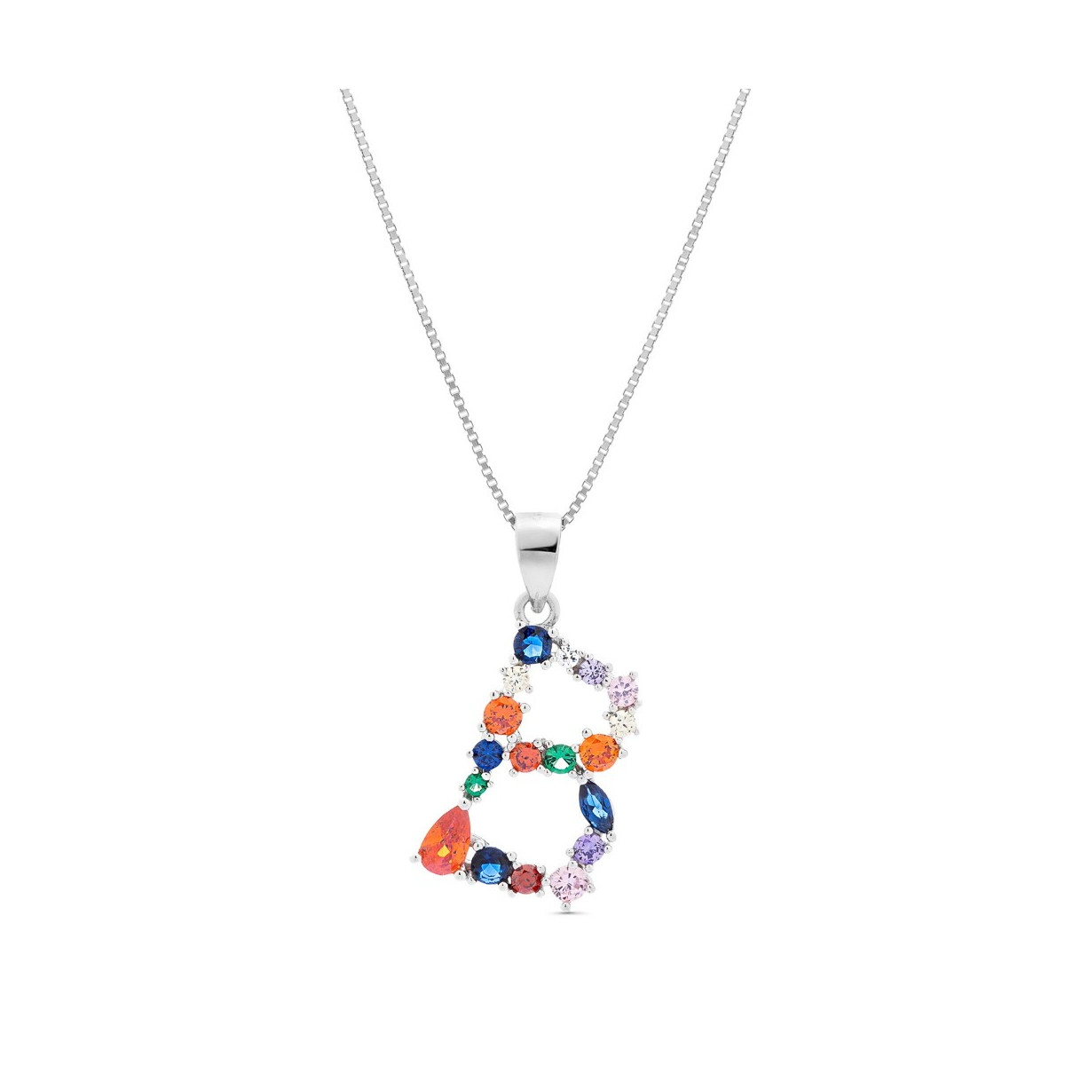 COLGANTE INICIAL CIRCONITA MULTICOLOR CON CADENA - CO2822B