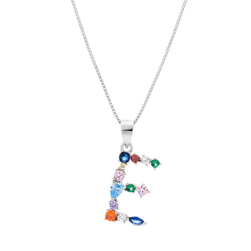 COLGANTE INICIAL CIRCONITA MULTICOLOR CON CADENA - CO2822E