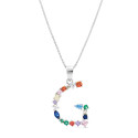 COLGANTE INICIAL CIRCONITA MULTICOLOR CON CADENA - CO2822G