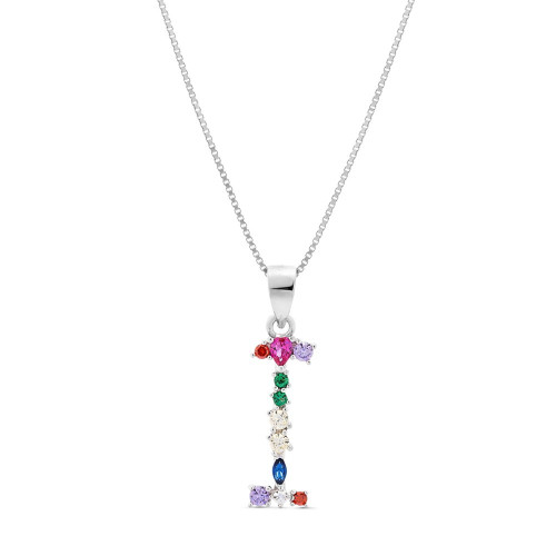 COLGANTE INICIAL CIRCONITA MULTICOLOR CON CADENA - CO2822I