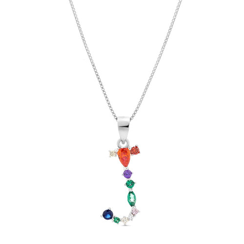 COLGANTE INICIAL CIRCONITA MULTICOLOR CON CADENA - CO2822J