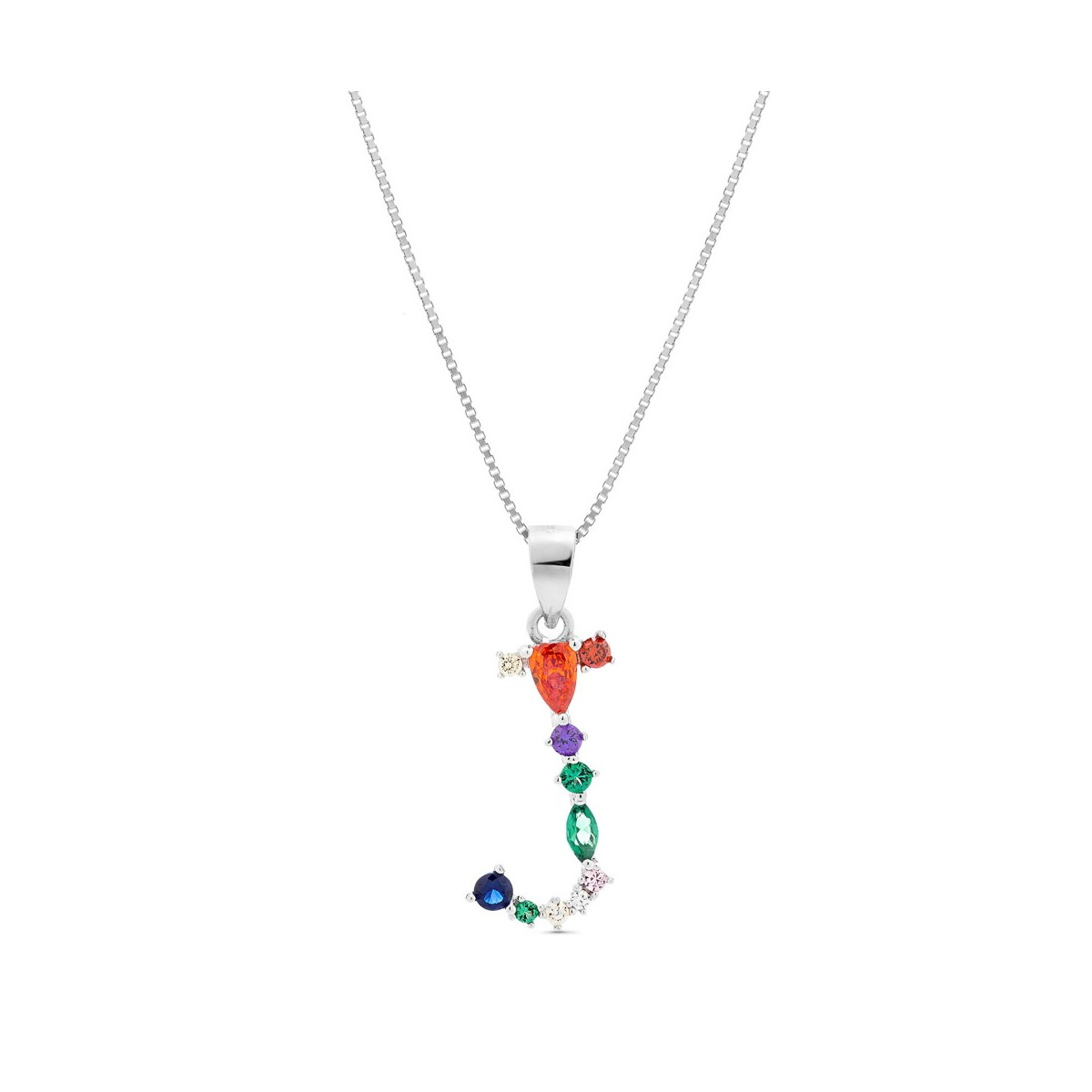 COLGANTE INICIAL CIRCONITA MULTICOLOR CON CADENA - CO2822J