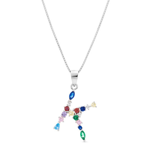 COLGANTE INICIAL CIRCONITA MULTICOLOR CON CADENA - CO2822K
