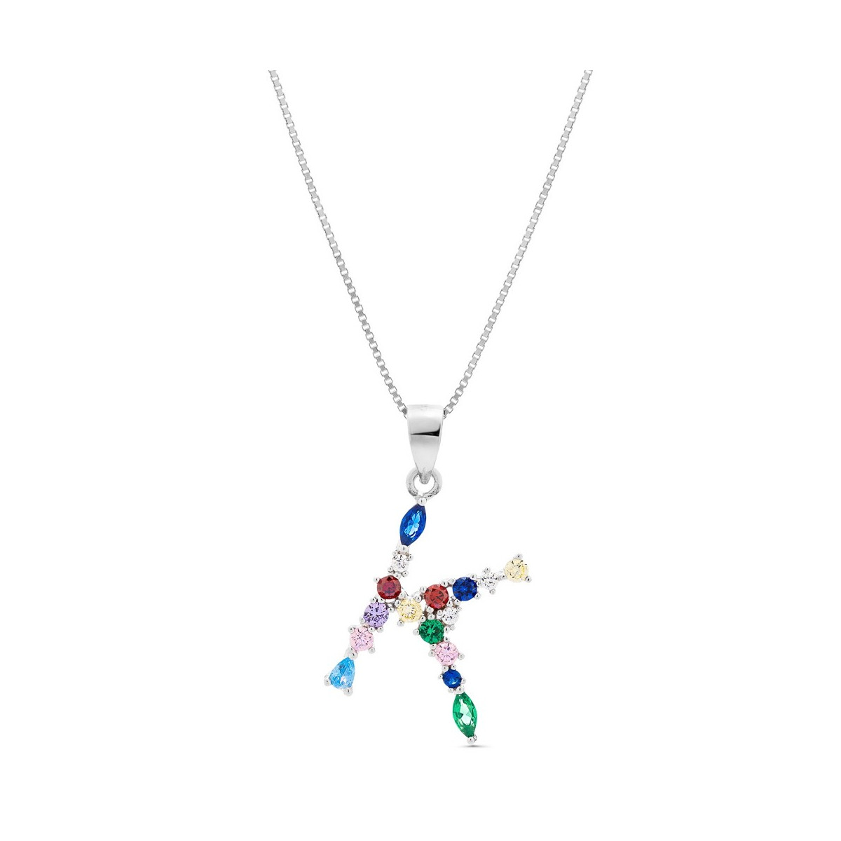 COLGANTE INICIAL CIRCONITA MULTICOLOR CON CADENA - CO2822K