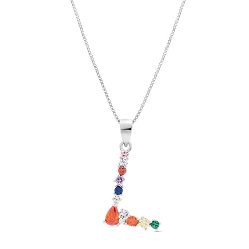 COLGANTE INICIAL CIRCONITA MULTICOLOR CON CADENA - CO2822L