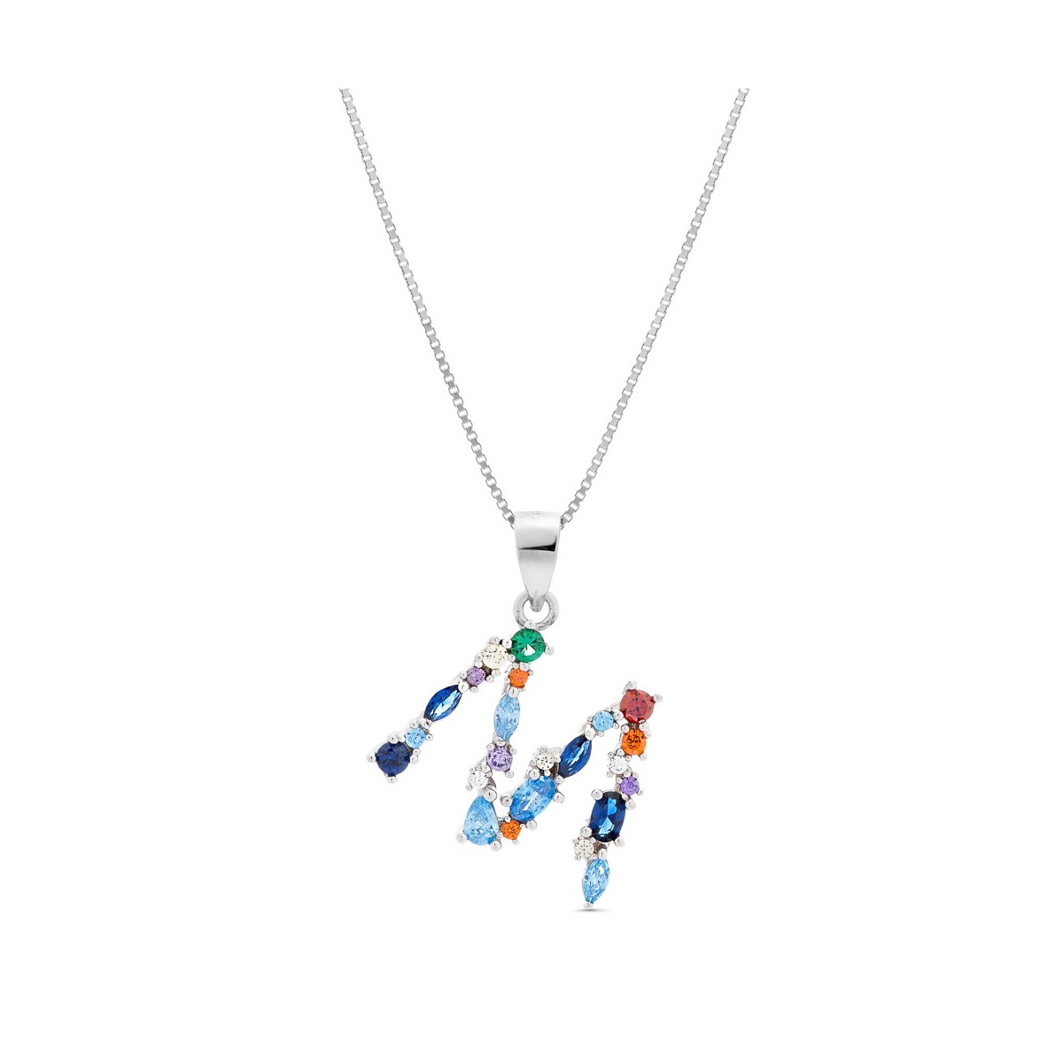 COLGANTE INICIAL CIRCONITA MULTICOLOR CON CADENA - CO2822M