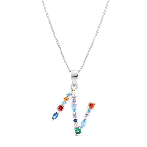 COLGANTE INICIAL CIRCONIA MULTICOLOR CON CADENA - CO2822N