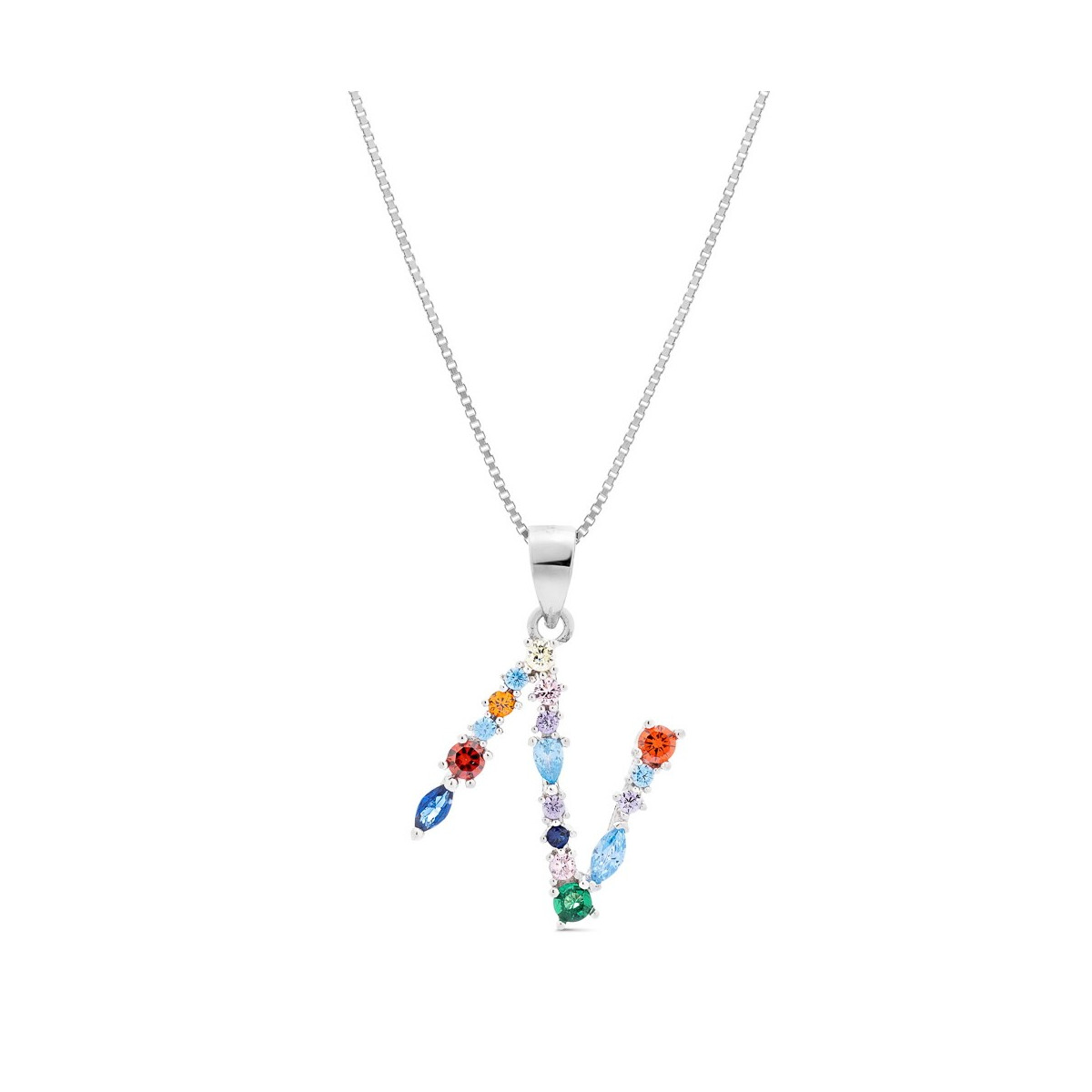 COLGANTE INICIAL CIRCONIA MULTICOLOR CON CADENA - CO2822N