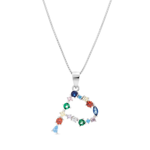 COLGANTE INICIAL CIRCONITA MULTICOLOR CON CADENA - CO2822P
