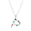 COLGANTE INICIAL CIRCONITA MULTICOLOR CON CADENA - CO2822P