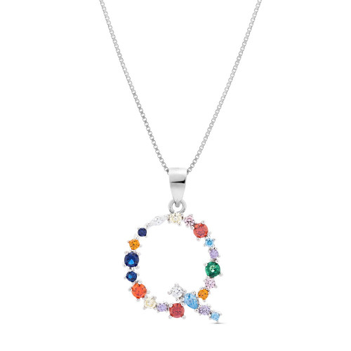 COLGANTE INICIAL CIRCONITA MULTICOLOR CON CADENA - CO2822Q