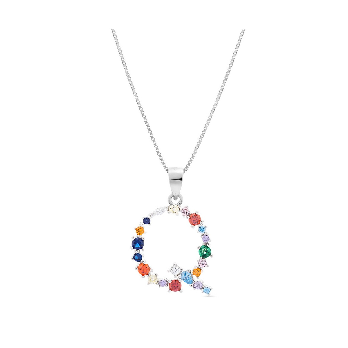 COLGANTE INICIAL CIRCONITA MULTICOLOR CON CADENA - CO2822Q COLGANTE INICIAL CIRCONITA MULTICOLOR CON CADENA - CO2822Q