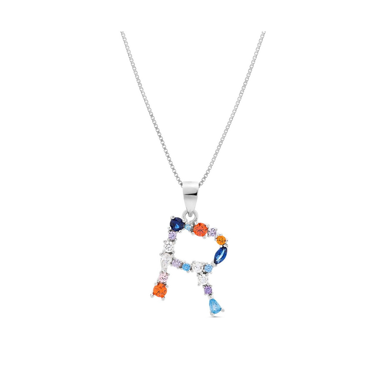 COLGANTE INICIAL CIRCONITA MULTICOLOR CON CADENA - CO2822R
