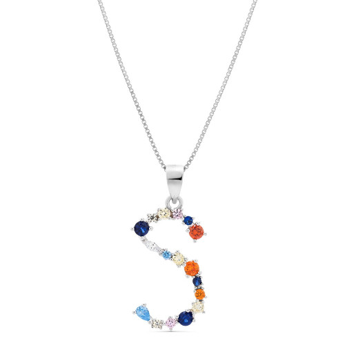 COLGANTE INICIAL CIRCONITA MULTICOLOR CON CADENA - CO2822S
