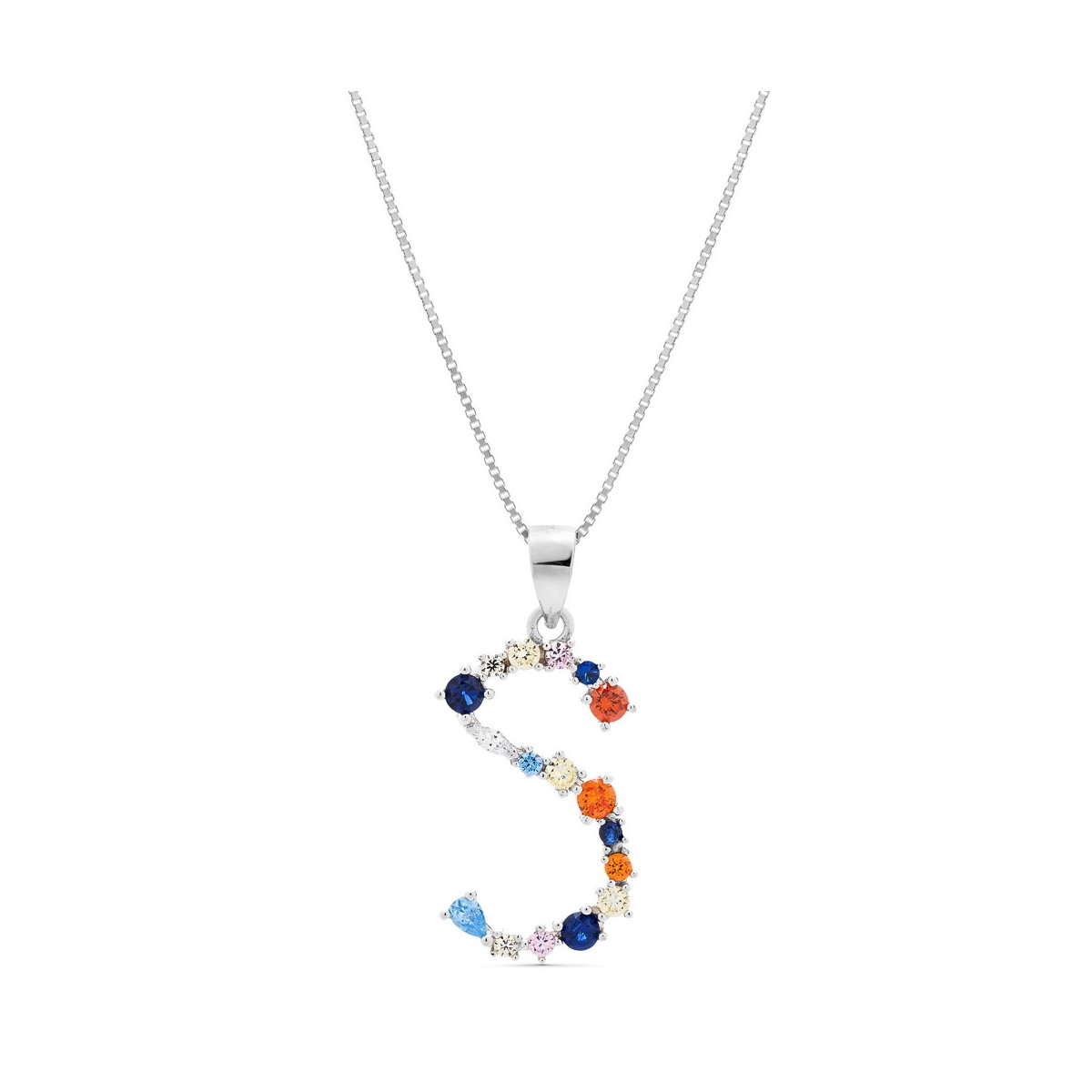 COLGANTE INICIAL CIRCONITA MULTICOLOR CON CADENA - CO2822S