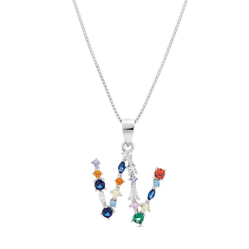 COLGANTE INICIAL CIRCONITA MULTICOLOR CON CADENA - CO2822W