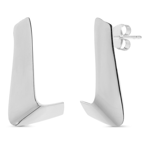 PENDIENTE LAMINA DE PLATA LISA DOBLADA - PE5701