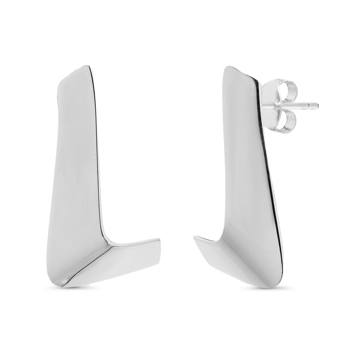 PENDIENTE LAMINA DE PLATA LISA DOBLADA - PE5701