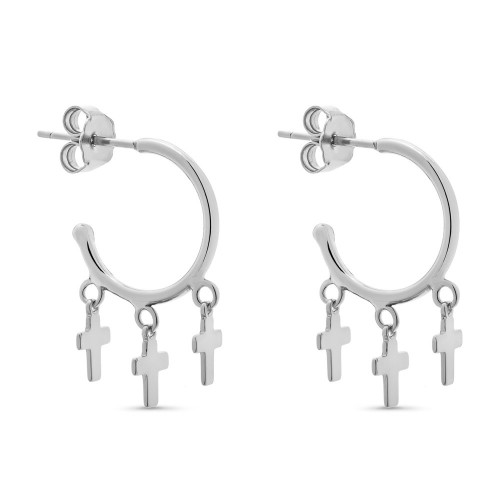 PENDIENTE ARO 1,3 X 15MM PRESION 3 CRUCES - PE5709R