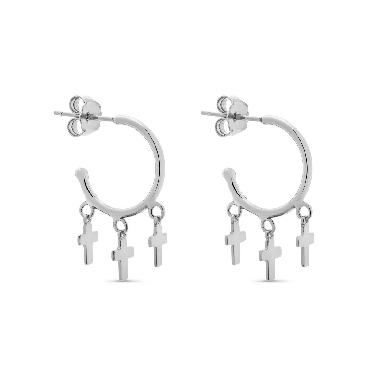 PENDIENTE ARO 1,3 X 15MM PRESION 3 CRUCES - PE5709R