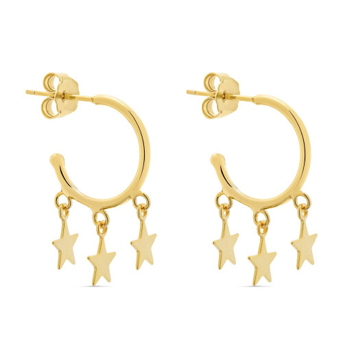 PENDIENTE ARO 1,3 X 15MM PRESION 3 ESTRELLAS - PE5710CH