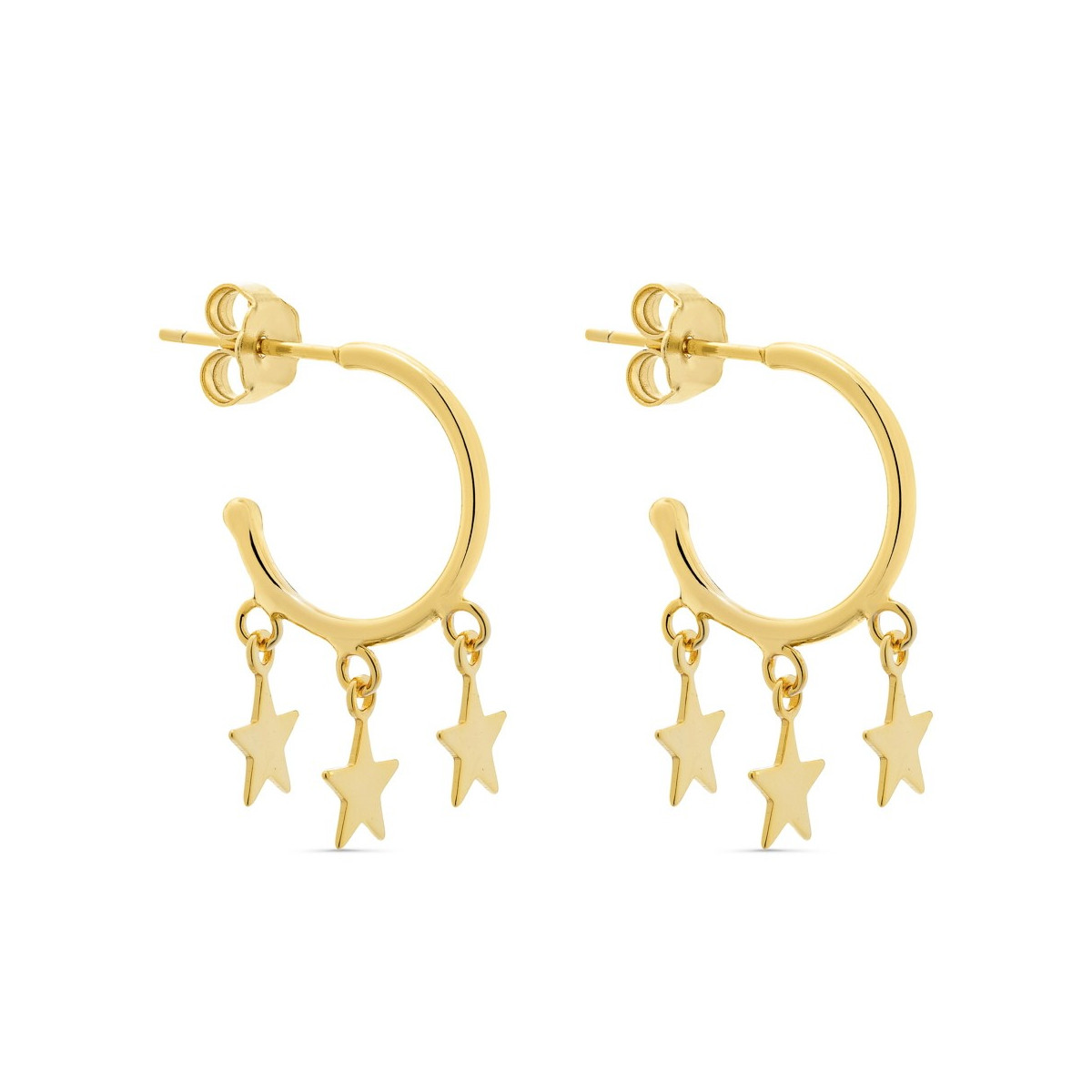PENDIENTE ARO 1,3 X 15MM PRESION 3 ESTRELLAS - PE5710CH