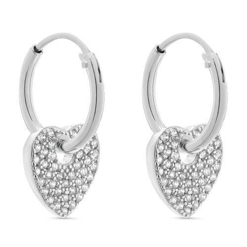PENDIENTE ARO 1.5 X 13MM CON CORAZON CZ  - PE5720R
