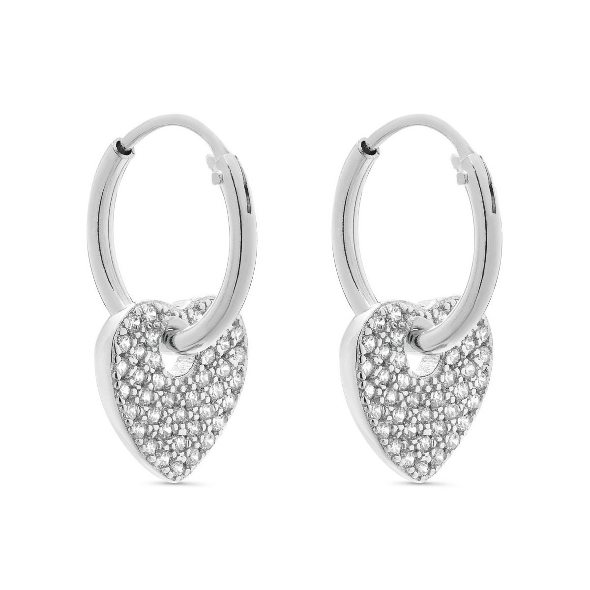 PENDIENTE ARO 1.5 X 13MM CON CORAZON CZ  - PE5720R