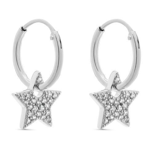 PENDIENTE ARO 1.5 X 13MM CON ESTRELLA CZ - PE5721R