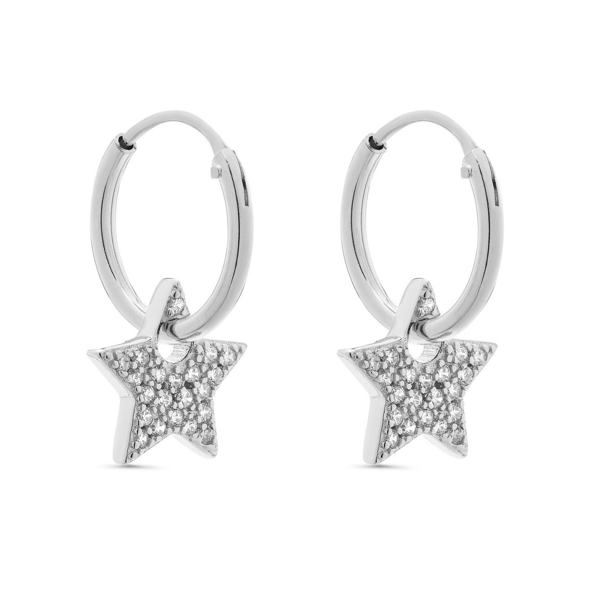 PENDIENTE ARO 1.5 X 13MM CON ESTRELLA CZ - PE5721R