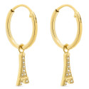 PENDIENTE ARO 1.5 X 13MM TORRE EIFFEL CZ COLGANDO - PE5722CH