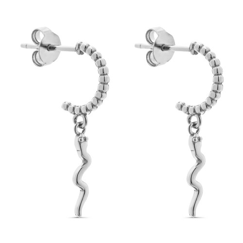 PENDIENTE ARO PRESION BOLITAS + SERPIENTE COLGANDO - PE5761R