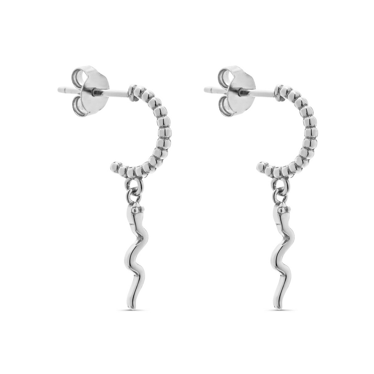 PENDIENTE ARO PRESION BOLITAS + SERPIENTE COLGANDO - PE5761R