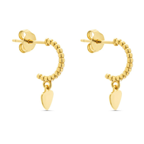PENDIENTE ARO PRESION BOLITAS + CORAZON LISO - PE5765CH