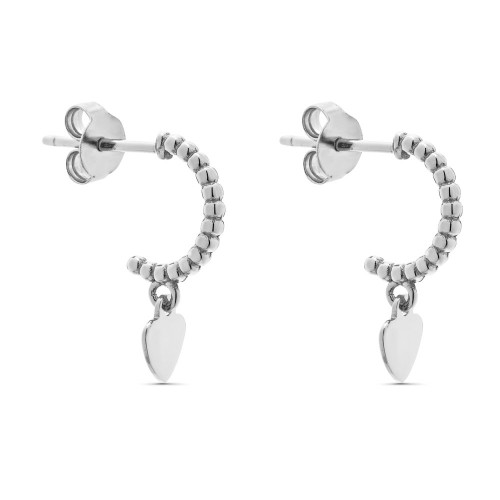 PENDIENTE ARO PRESION BOLITAS + CORAZON LISO - PE5765R